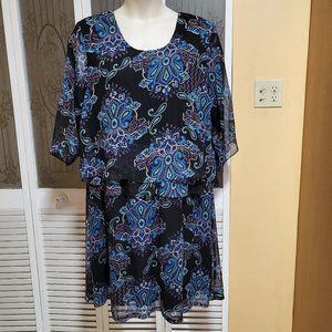 First Glance Ladies Beautiful Faux 2 Piece Tiered Geometric Dress